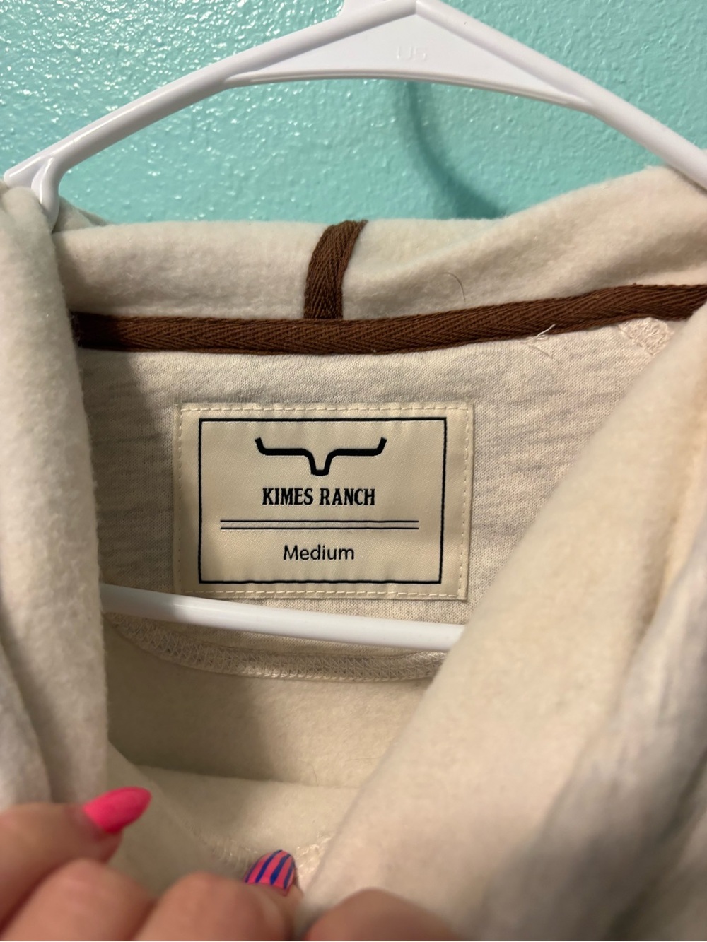 Women’s Light Gray Hoodie with Teal Accent - Picture 2 of 3